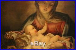 Grand tableau Ecole 18e huile sur toile Sainte Vierge à l'Enfant