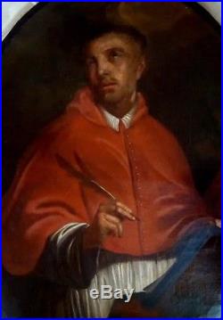 Grand tableau ancien 17è ou 18ème religieux portrait de Saint