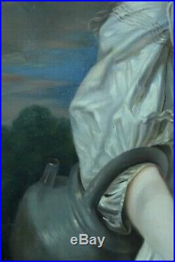 Grand tableau ancien portrait de jeune fille Paysage Jean baptiste Greuze 19th
