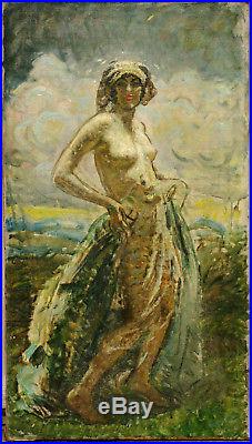 Grand tableau de 1928 Art-déco nu féminin