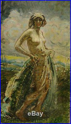 Grand tableau de 1928 Art-déco nu féminin
