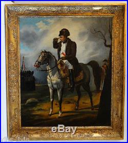 Grand tableau signé Empereur Napoléon Bonaparte à cheval Grande Armée XIX empire