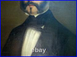 Grande HST 1856 Peinture Portrait Homme de Qualité Signé Jules Augé