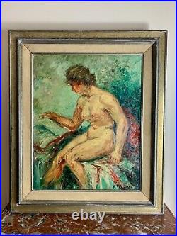 Grande et sublime Huile sur toile un Nu Féminin signé H. MEURISSE