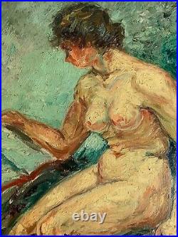Grande et sublime Huile sur toile un Nu Féminin signé H. MEURISSE