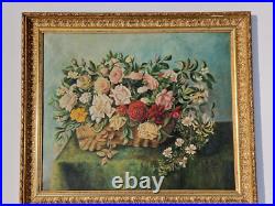 Grande huile sur toile 1898 nature morte 15F bouquets de fleurs XIX Grande huile sur toile 1898 nature morte 15F bouquets de fleurs XIX