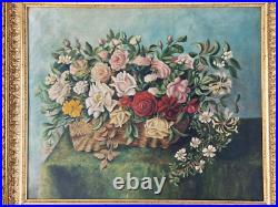 Grande huile sur toile 1898 nature morte 15F bouquets de fleurs XIX Grande huile sur toile 1898 nature morte 15F bouquets de fleurs XIX