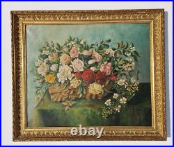 Grande huile sur toile 1898 nature morte 15F bouquets de fleurs XIX Grande huile sur toile 1898 nature morte 15F bouquets de fleurs XIX