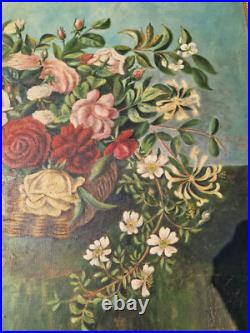 Grande huile sur toile 1898 nature morte 15F bouquets de fleurs XIX Grande huile sur toile 1898 nature morte 15F bouquets de fleurs XIX