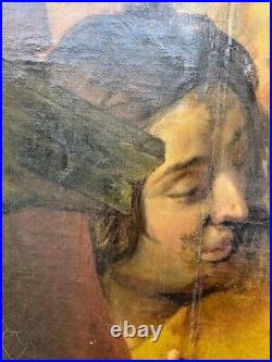 Grande huile sur toile 18/19ème antique oil painting restauré fragment