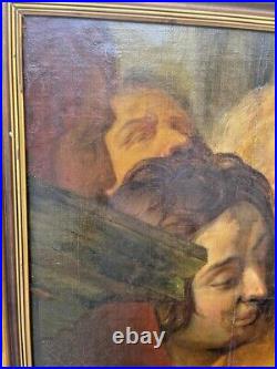 Grande huile sur toile 18/19ème antique oil painting restauré fragment