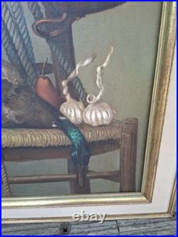 Grande nature morte huile sur toile signée Bertha Lombet Vintage Still Life Grande nature morte huile sur toile signée Bertha Lombet Vintage Still Life