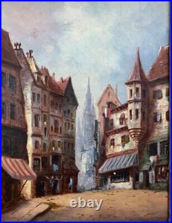 Guernier antique tableau huile sur toile paysage Saint Malo