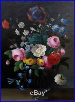 Guillaumet 1847. Grande & Magnifique Toile. Nature-morte Au Bouquet De Fleurs