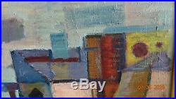 Gustav Thorsell Ecole Suedoise Paysage Industriel Cubiste Abstrait Huile 1960