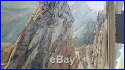 Gustave VIDAL Tableau HUILE sur TOILE 60x110 Signe ROUTE en MONTAGNE CORSE Art