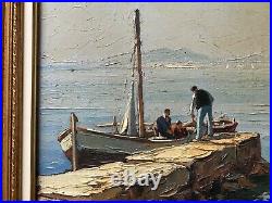 Gustave Vidal Le retour des pêcheurs huile sur toile