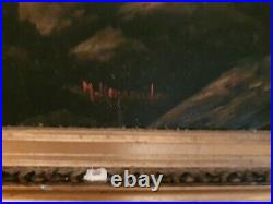HERNANDEZ, ancienne peinture huile sur toile paysage à restaurer