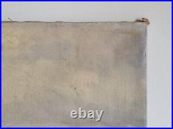 HST 1920 huile sur toile paysage marin bateau tableau ancien signé Marine