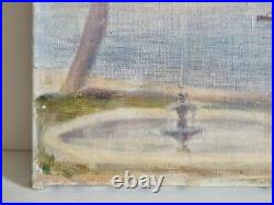 HST 1920 huile sur toile paysage marin bateau tableau ancien signé Marine
