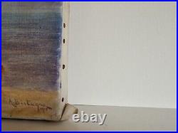 HST 1920 huile sur toile paysage marin bateau tableau ancien signé Marine