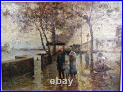 H. Renaud (1921-1990) Huile Sur Toile D'origine Signée Quai Du Louvre