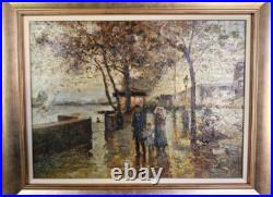 H. Renaud (1921-1990) Huile Sur Toile D'origine Signée Quai Du Louvre