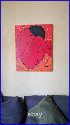 Harter (Jean Louis Vion dit) 1948/2004, Nu rouge, Huile Sur Toile signée