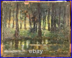 Henri Garouste 1890-1982 Huile sur toile Mare dans la foret 33X24 cm
