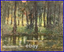 Henri Garouste 1890-1982 Huile sur toile Mare dans la foret 33X24 cm