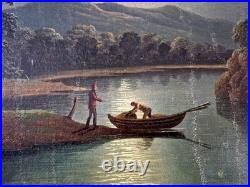 Henry Pether (1800-1865) Huile sur toile Lac au crépuscule peinture tableau art