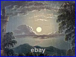 Henry Pether (1800-1865) Huile sur toile Lac au crépuscule peinture tableau art