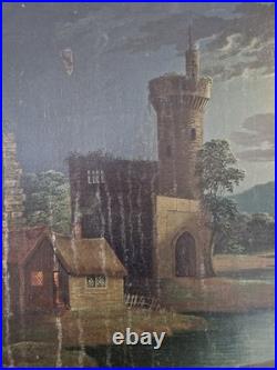 Henry Pether (1800-1865) Huile sur toile Lac au crépuscule peinture tableau art