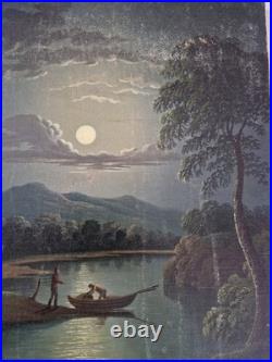 Henry Pether (1800-1865) Huile sur toile Lac au crépuscule peinture tableau art