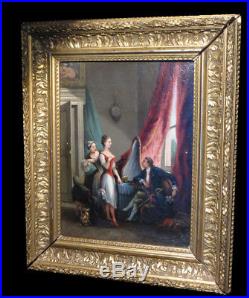 HsT Scène galante Huile sur toile fin XIXème''La Toilette de Madame''