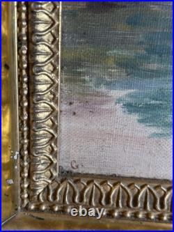 Hst Peinture Huile Sur Toile XIX Signée À Identifier Et Cadre Doré Hst Peinture Huile Sur Toile XIX Signée À Identifier Et Cadre Doré