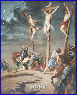 Hst Representant La Crucifixion Sur Le Mont Golgotha. XVIII / Xixe Siecle