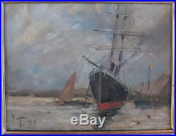 Hst huile sur toile marine bateau signée Dupuy peinture tableau (2)