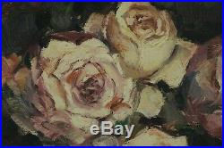 Hubert Borguet, 1908-1998, Fleurs, Superbe bouquet de roses, Circa 1950, Huile