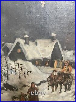 Huile Sur Toile 1927 Signé paysage Hivernal Peinture Russe tableau