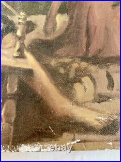 Huile Sur Toile Ancienne D'après Le Tableau De Diego Velasquez Les Fileuses