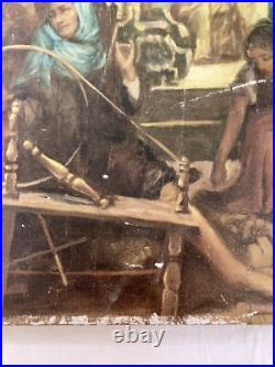 Huile Sur Toile Ancienne D'après Le Tableau De Diego Velasquez Les Fileuses