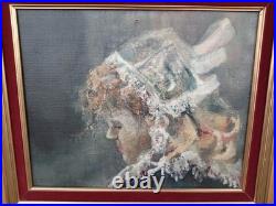 Huile Sur Toile De Christian Billet Signee Profil De Jeune Fille A La Coiffe