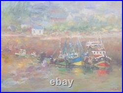 Huile Sur Toile Marine Bernard Delettre Honfleur Port De Peche