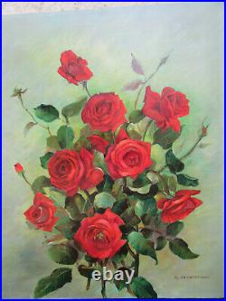 Huile Sur Toile Roses Rouges