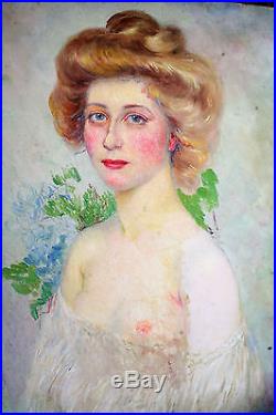 Huile Sur Toile-art Nouveau-portrait-jeune Femme-impressionniste-1900