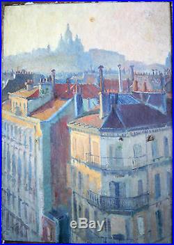 Huile Sur Toile-paris-sacre Coeur-signature-impressionniste-toit-cheminee-1901