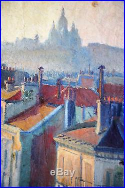 Huile Sur Toile-paris-sacre Coeur-signature-impressionniste-toit-cheminee-1901
