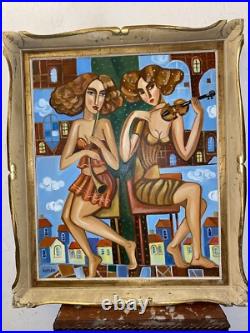 Huile sur Toile 12F 61x50 Isaac Kaplan Peintre russe Art Naïf