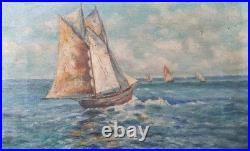 Huile sur Toile Décor Marin Fin XIXème